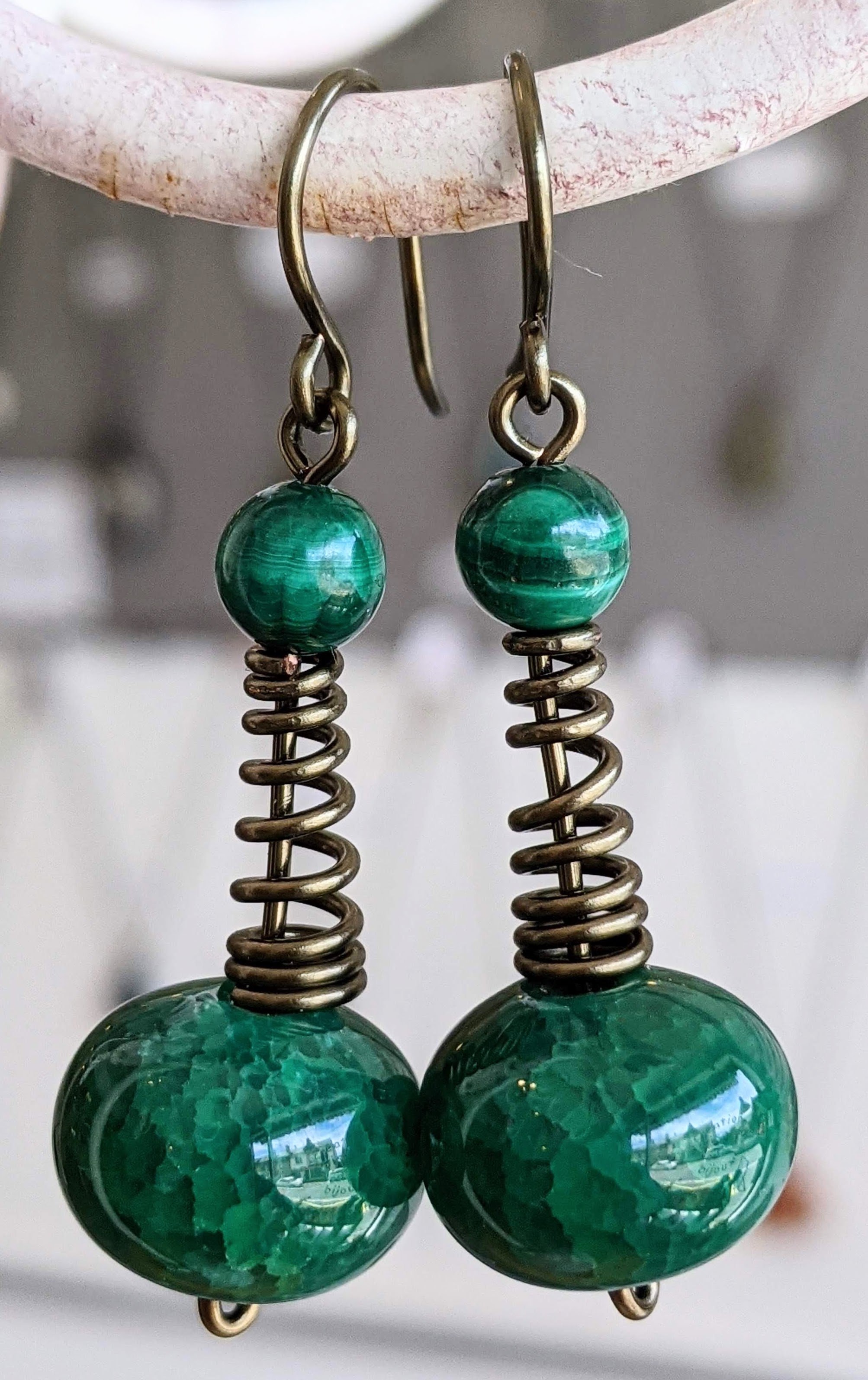 Boucles d'oreilles en malachite